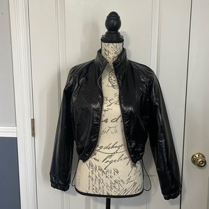 Crop faux leather bomber jacket